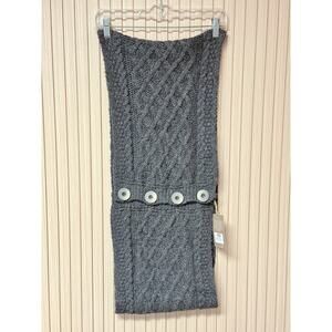 Aran Super Soft Snood Scarf 100% Merino Wool with Buttons Charcoal - One Size